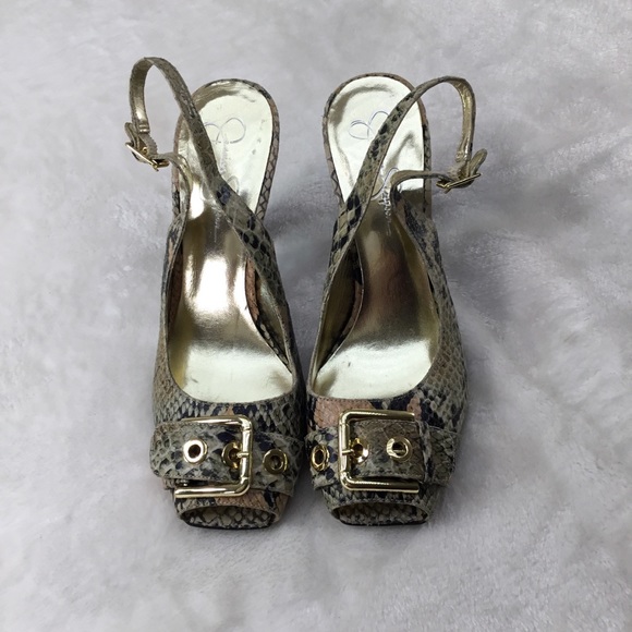 JESSICA SIMPSON LEATHER SNAKESKIN PRINT 7 1/2 - Picture 6 of 8